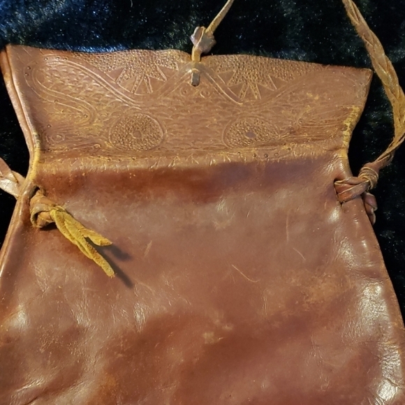 VTG Tooled Leather Hippie BoHo Shoulder Bag - Picture 7 of 8